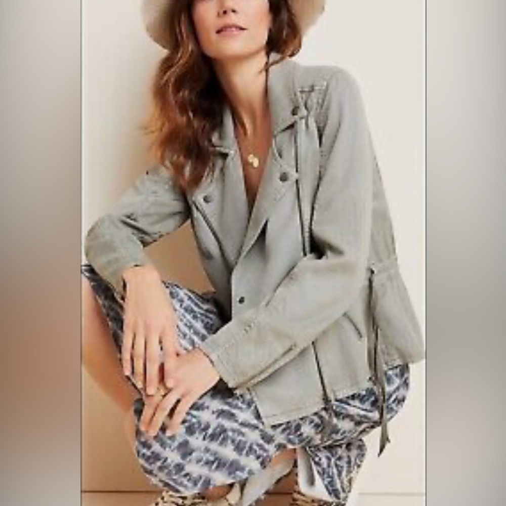 Anthropologie Moto jacket size XS moss color
